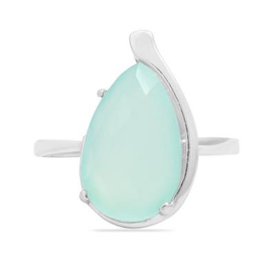 BUY 925 SILVER NATURAL GREEN CHALCEDONY GEMSTONE BIG STONE RING